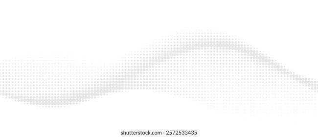 Dotted wave line background. Black halftone undulate pattern. Abstract particle flow wave wallpaper. Curved dashed gradient net design element 