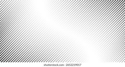 Plano de fundo da linha de onda pontilhada. Padrão ondulado de meio-tom preto. Papel de parede de onda de fluxo de partícula abstrata. Elemento de design de rede de gradiente tracejado curvo para placa-mãe, faixa, 