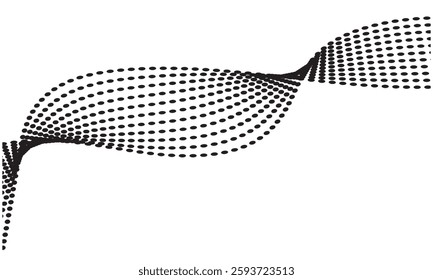 Dotted wave line background. Halftone undulate pattern. Curved dashed gradient net design element for poser, banner, etc. Vector illustration. EPS 10