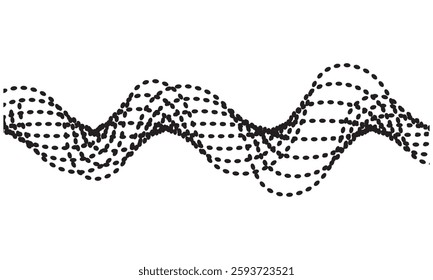 Dotted wave line background. Halftone undulate pattern. Curved dashed gradient net design element for poser, banner, etc. Vector illustration. EPS 10