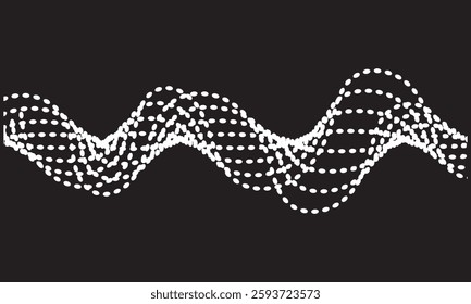 Dotted wave line background. Halftone undulate pattern. Curved dashed gradient net design element for poser, banner, etc. Vector illustration. EPS 10