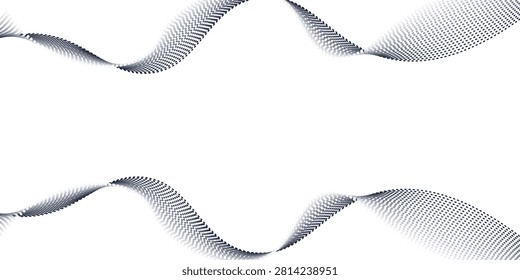 Dotted wave line pattern. Black halftone undulate net background. Abstract stipple particle flow wallpaper. Curved dashed gradient element for poser, banner, presentation, booklet, flyer. Vector
