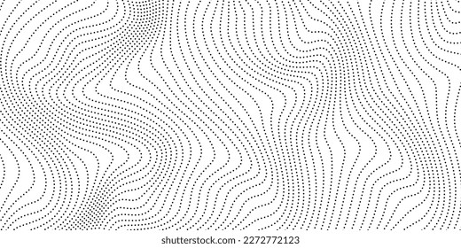Fondo de líneas de onda punteadas. Textura de franjas abstractas. Papel tapiz de líneas curvadas. Plantilla de diseño minimalista de vectores