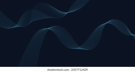 Ilustración vectorial de líneas onduladas. Olas de fondo. Líneas onduladas sobre fondo azul. Líneas de puntos vectoriales.