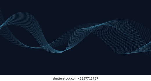 Dotted wave lines vector illustration. Waves background. Wavy lines on blue background. Vector dotted lines.