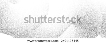 Dotted wavy sand grain texture. Stipple curved gradient wave background. Grunge gritty noise dot work wallpaper with speckles, particles or granules. Vector abstract halftone grit backdrop overlay
