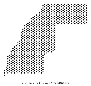 Dotted Western Sahara map. Vector territorial scheme. Cartographic pattern of Western Sahara map made of small spheres.