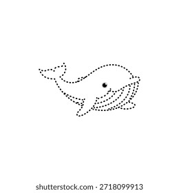 Ilustración de ballena punteada para actividades de rastreo y aprendizaje. Perfecto para hojas de trabajo preescolares y práctica de habilidades motoras finas