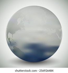 Dotted world globe, blurred design vector illustration.
