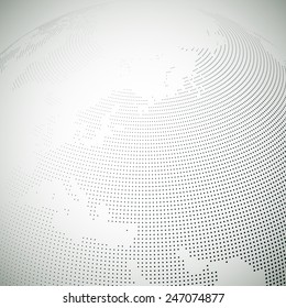 Dotted world globe, light design vector illustration.