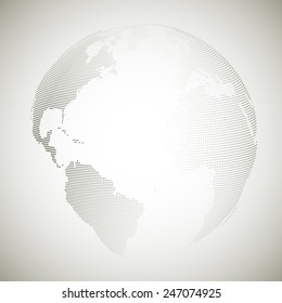 Dotted world globe, light design vector illustration.