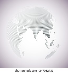 Dotted world globe, light design vector illustration.