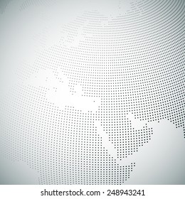 Dotted world globe, light design vector illustration.