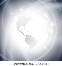 Dotted world globe, light design vector illustration