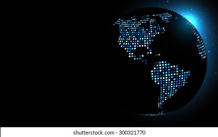 Dotted world globe. Vector technology illustration. 