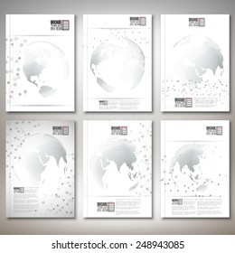 Dotted world globes. Brochure, flyer or report for business, template vector.