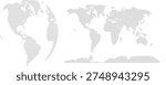 Dotted World Map and 3D Globe Made of Dots – Global International Planet Concept Vector Illustration