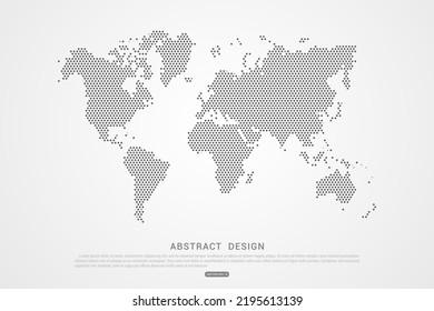 Dotted world map - Abstract black pixel colorful on white background. vector illustration eps 10.