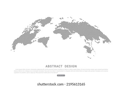 Dotted world map - Abstract black pixel colorful on white background. vector illustration eps 10.