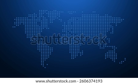 Dotted world map - Abstract blue pixel colorful on dark blue background. vector illustration eps 10.