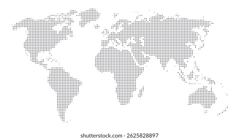 Dotted world map all continents on white background. Earth silhouette for education, websites, business reports.
