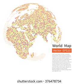 Dotted World Map Background. Earth Globe. Globalization Concept. Vector.
