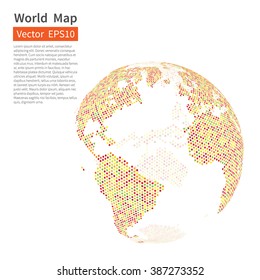 Dotted World Map Background. Earth Globe. Globalization Concept. Vector.