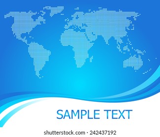 Dotted world map background vector