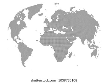 Dotted world map. Black and white vector background