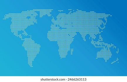 dotted world map blue background