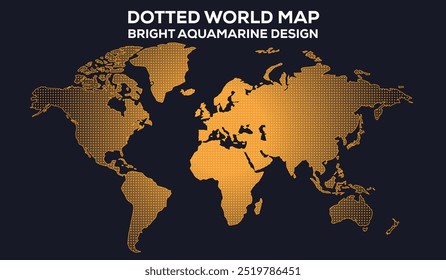 Mapa do mundo pontilhado Estilo Aquamarine brilhante, Mapa do mundo de resolução muito alta, isolado no fundo branco. Infográfico, Plana Terra, Globo ícone semelhante. relatório anual, Viajar pelo mundo, mapa silhueta de volta