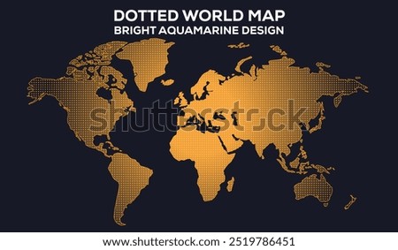 Dotted World Map Bright Aquamarine Style, Very high resolution world map, isolated on white background. Infographic, Flat Earth, Globe similar icon. annual report, Travel worldwide, map silhouette bac