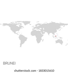 Dotted World Map mit Brunei