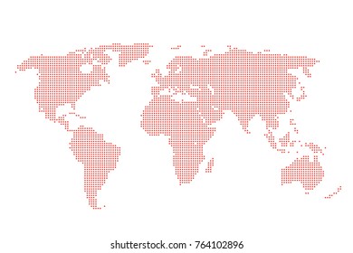 Dotted World Map - cartography, wallpaper world map dots silhouette isolated on white, World map of red dots background vector template concept icon social media, symple atlas card infographics travel