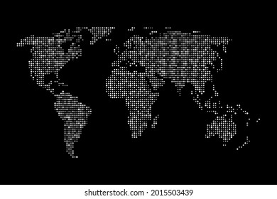 Dotted world map. Dots globe world map. global geography dotted pattern. Halftone circles forming a map of the world.Vector image