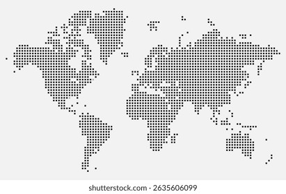 Dotted world map feathering abstract country boundary in dotted shape. Detailed dotted world map captures earths topography. A minimalist design for geographic and business presentations.