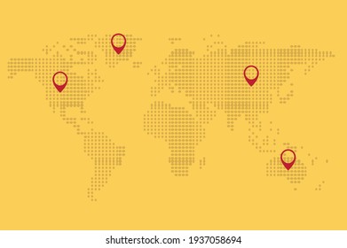 Dotted World Map Flat Background Vector