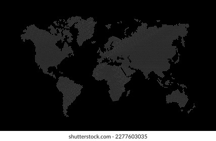 Dotted world map. Flat design, vector illustration. 