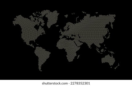 Dotted world map. Flat design, vector illustration. 