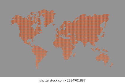 Dotted world map. Flat design, vector illustration. 