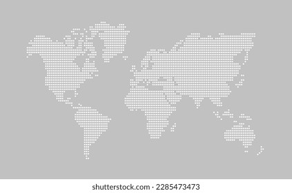 Dotted world map. Flat design, vector illustration. 