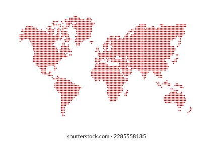 Dotted world map. Flat design, vector illustration. 