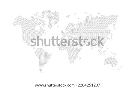 Dotted world map. Flat design, vector illustration. 