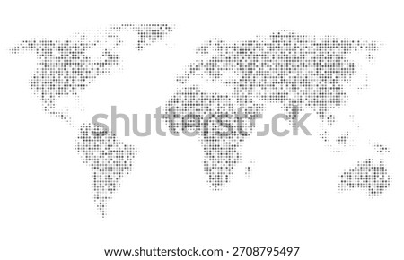 Dotted world map. Flat design, vector illustration.	