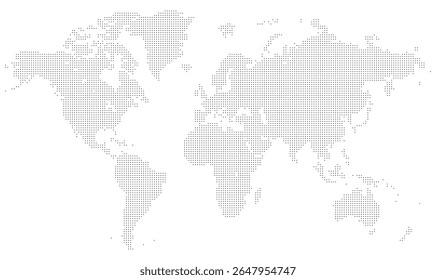 Mapa do mundo pontilhado em forma geométrica exibindo fronteiras internacionais e continentes em abstrato criativo. Mapa de pontos moderno em padrão de pixel melhor para o infográfico e a herança da era.