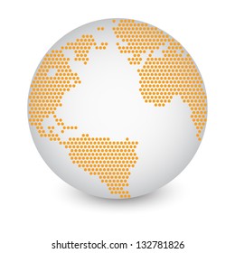 Dotted World Map Globe Made of Circle Shapes. Vector Illustration EPS 10.
