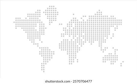 Dotted world map. Grey vector illustration. World map vector, isolated on white background. Suitable for web site pattern, anual report, inphographics. Globe similar worldmap icon. Travel worldwide