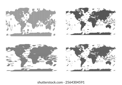 Dotted World Map, Horizontal or Vertical Strip Line World Map with Global Continent and Country Details for Infographics. Explore this dotted world map vector featuring  continents, countries View