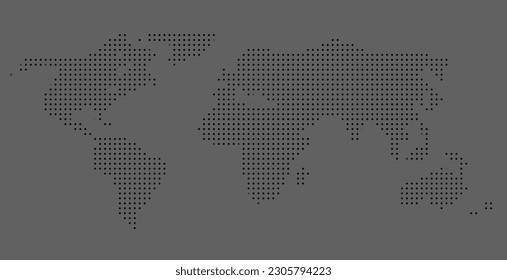 Punktierte Weltkarte-Illustration mit schwarzem Hintergrund 