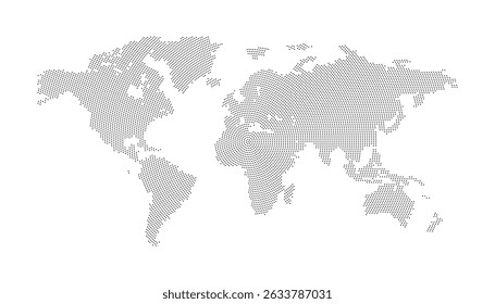 Dotted world map isolated on white background. Vector illustration. World map vector. Suitable for web site pattern, Annual report, Infographics. Globe. Business presentation, Marketing, travel.